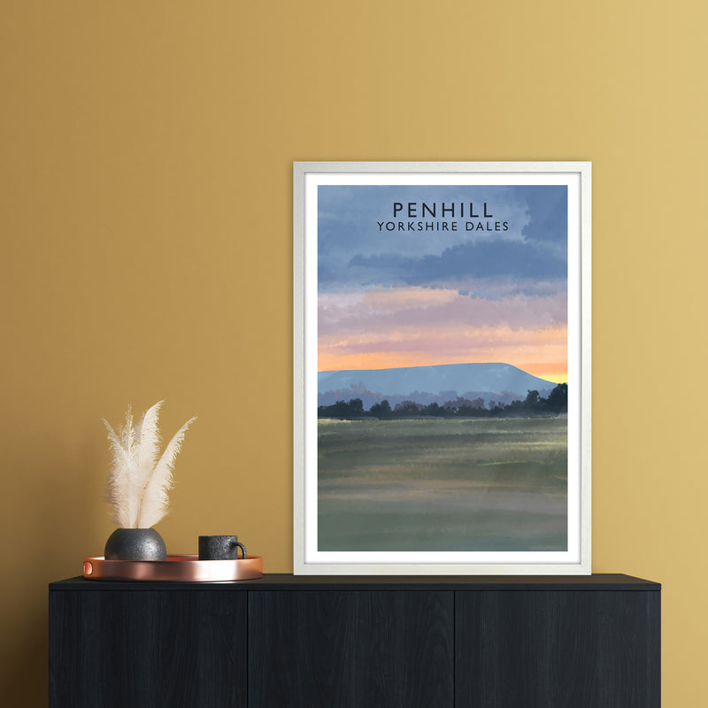 Penhill 3 Portrait Travel Art Print by Richard O'Neill A1 Oak Frame