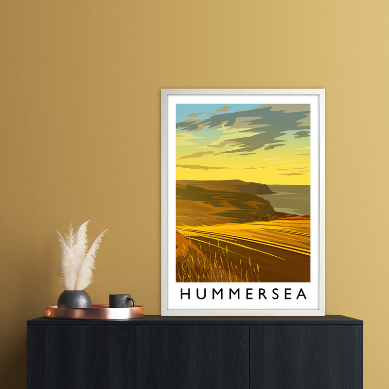 Hummersea Portrait Travel Art Print by Richard O'Neill A1 Oak Frame