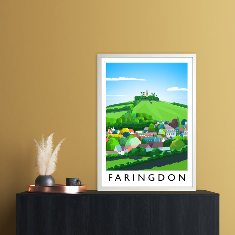 Faringdon Portrait Travel Art Print by Richard O'Neill A1 Oak Frame