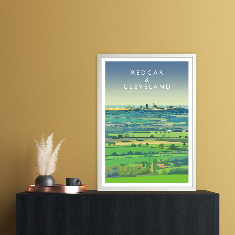 Redcar & Cleveland Travel Art Print by Richard O'Neill A1 Oak Frame