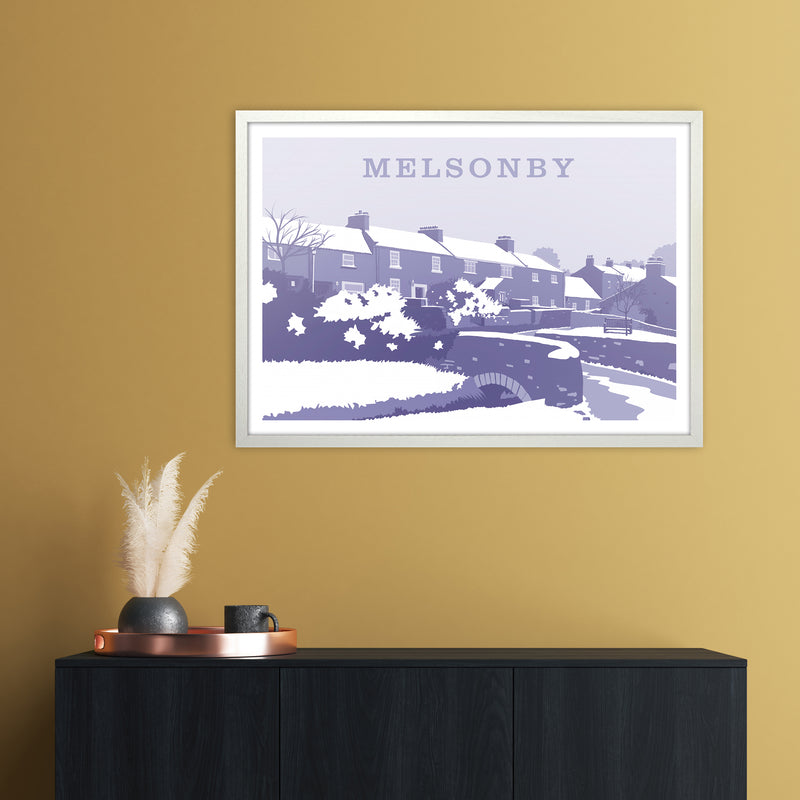 Melsonby (Snow) Travel Art Print by Richard O'Neill A1 Oak Frame