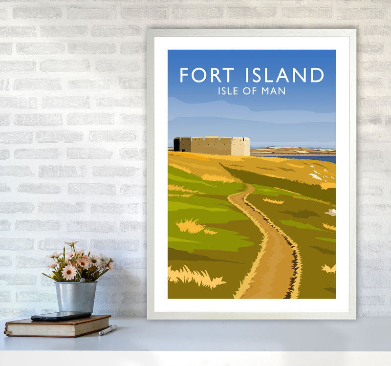 Fort Island portrait Travel Art Print by Richard O'Neill A1 Oak Frame