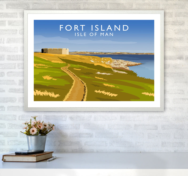 Fort Island Travel Art Print by Richard O'Neill A1 Oak Frame