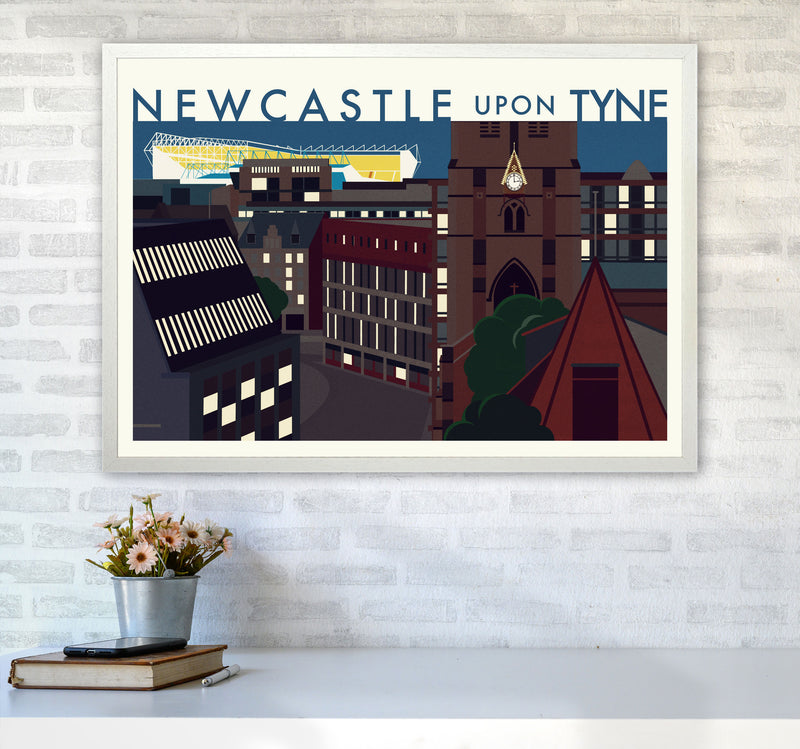 Newcastle upon Tyne 2 (Night) landscape Travel Art Print by Richard O'Neill A1 Oak Frame