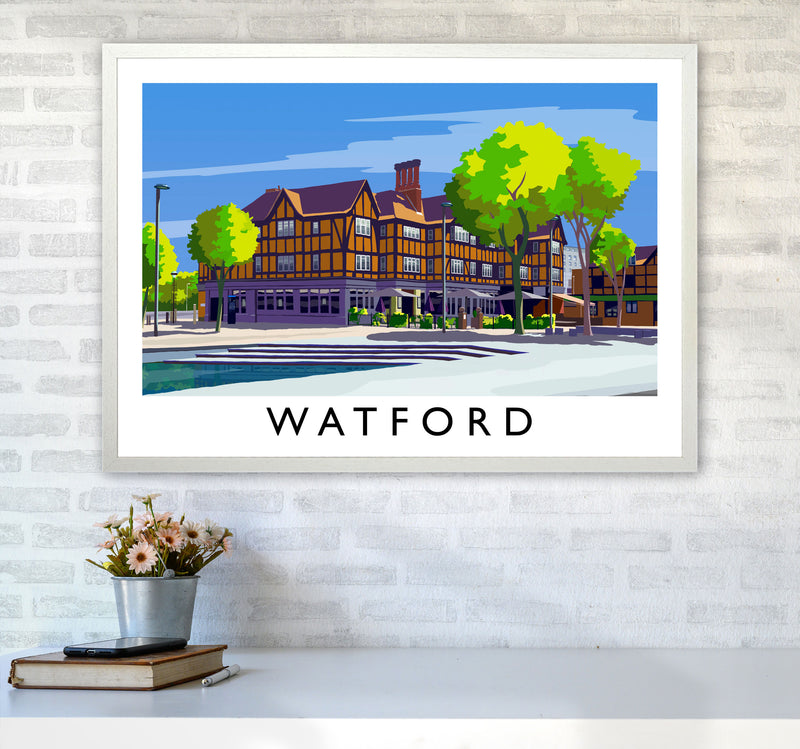 Watford 2 Travel Art Print by Richard O'Neill A1 Oak Frame