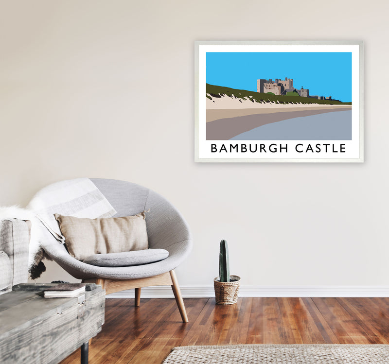 Bamburgh Castle Framed Digital Art Print by Richard O'Neill A1 Oak Frame