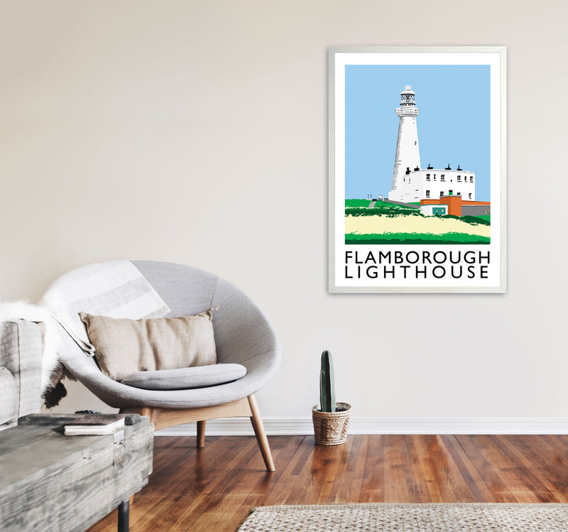 Flamborough Lighthouse Framed Digital Art Print by Richard O'Neill A1 Oak Frame