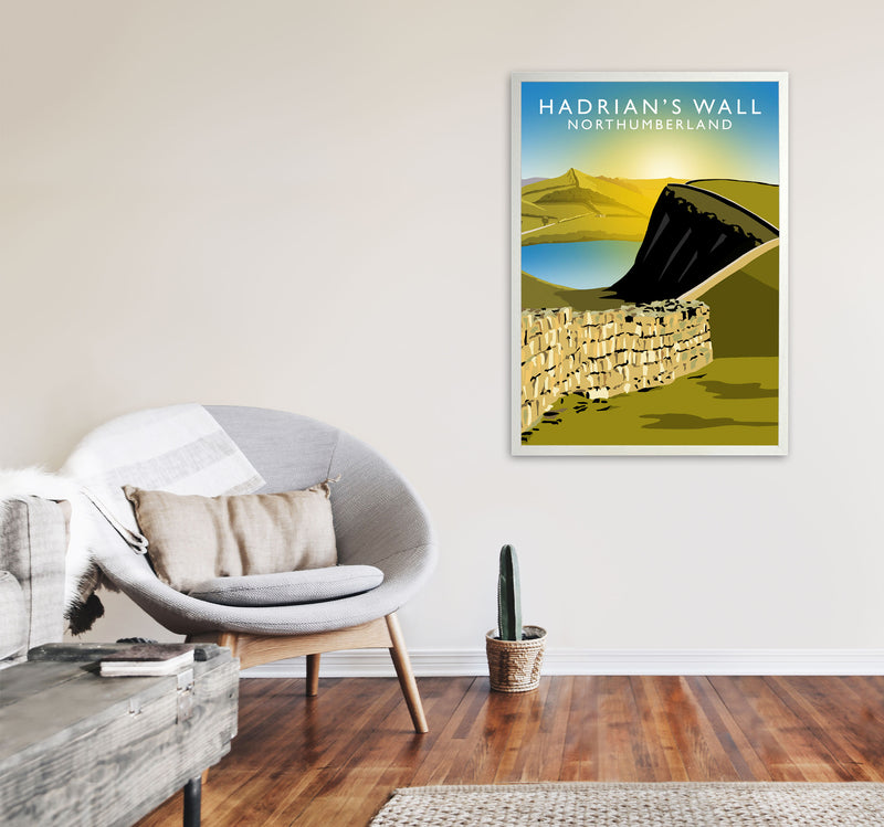 Hadrian's Wall Northumberland Framed Art Print by Richard O'Neill A1 Oak Frame