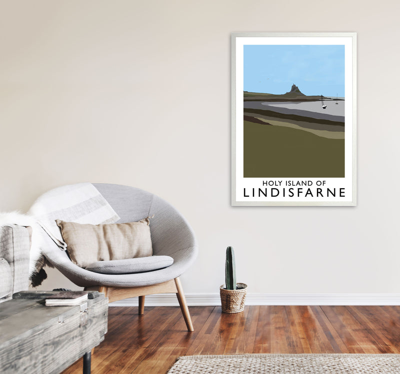 Holy Island of Lindisfarne Framed Digital Art Print by Richard O'Neill A1 Oak Frame