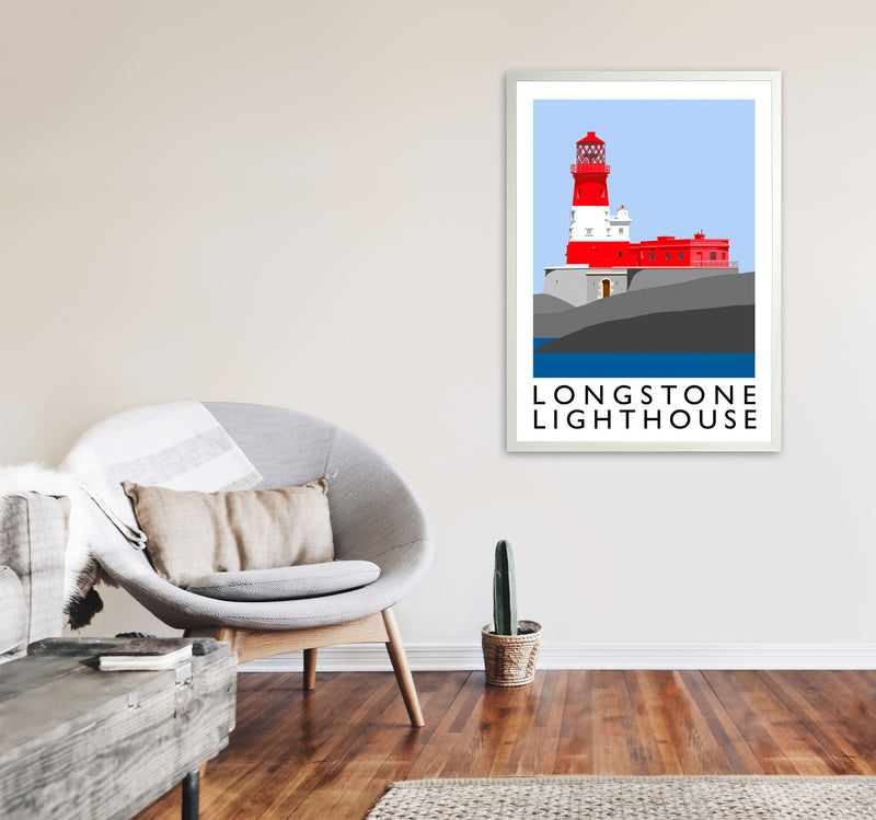 Longstone Lighthouse Framed Digital Art Print by Richard O'Neill A1 Oak Frame