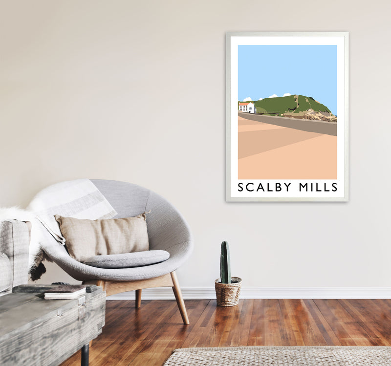 Scalby Mills Art Print by Richard O'Neill A1 Oak Frame