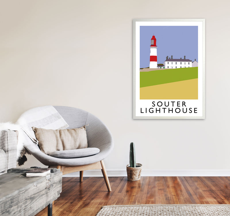 Souter Lighthouse Framed Digital Art Print by Richard O'Neill A1 Oak Frame