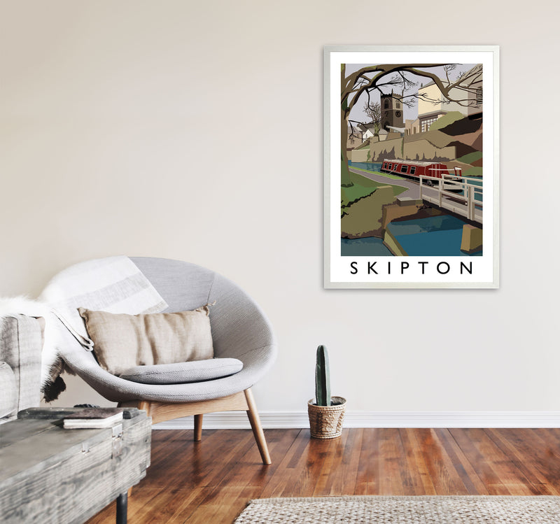Skipton by Richard O'Neill Yorkshire Art Print, Vintage Travel Poster A1 Oak Frame