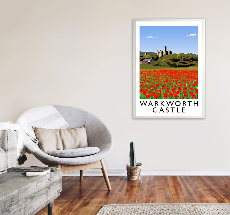 Warkworth Castle Art Print by Richard O'Neill A1 Oak Frame