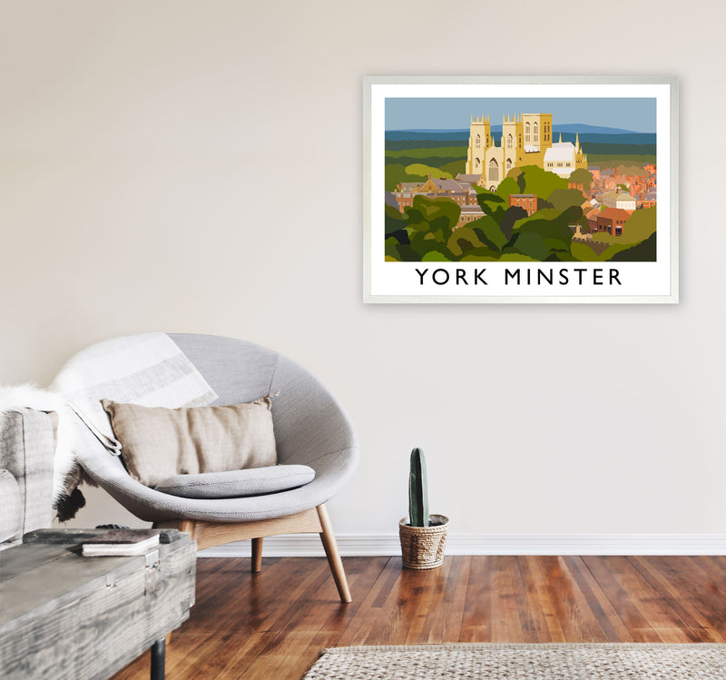 York Minster by Richard O'Neill Yorkshire Art Print, Vintage Travel Poster A1 Oak Frame