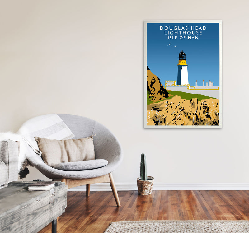 Douglas Head Lighthouse Isle of Man Framed Art Print by Richard O'Neill A1 Oak Frame