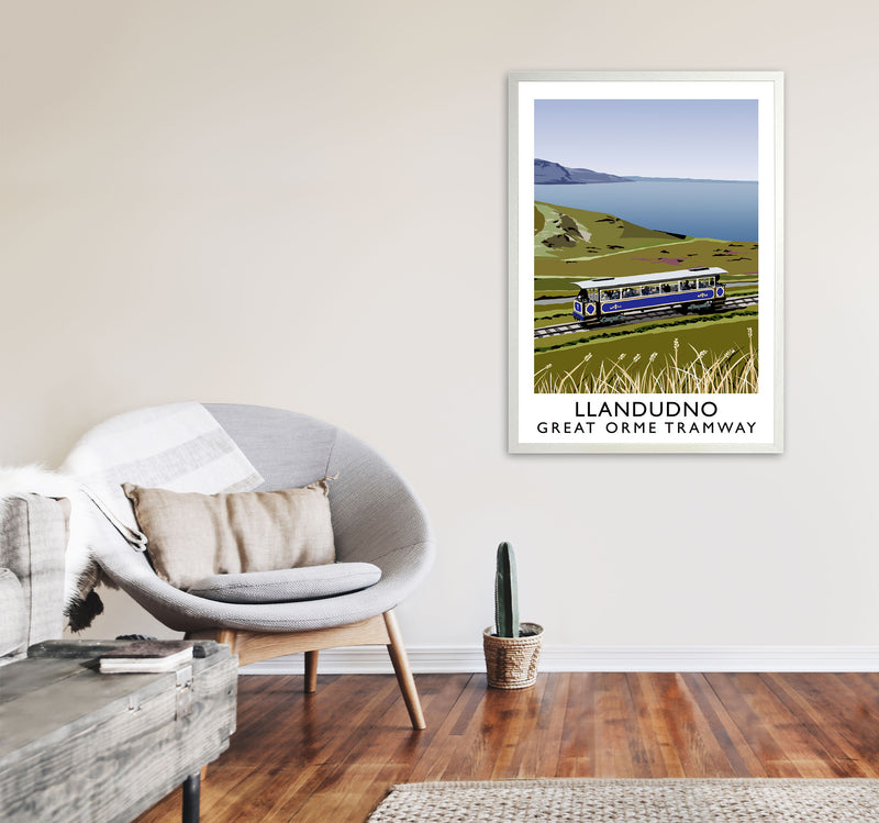Llando Great Orme Tramway Art Print by Richard O'Neill A1 Oak Frame