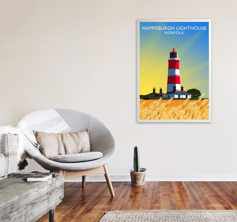 Happisburgh Lighthouse Norfolk Art Print by Richard O'Neill A1 Oak Frame