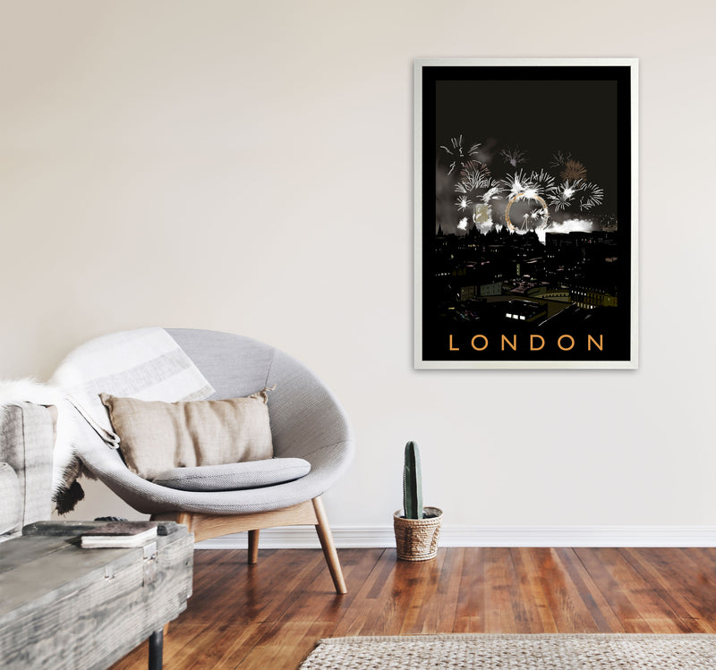 London Fireworks Art Print by Richard O'Neill A1 Oak Frame
