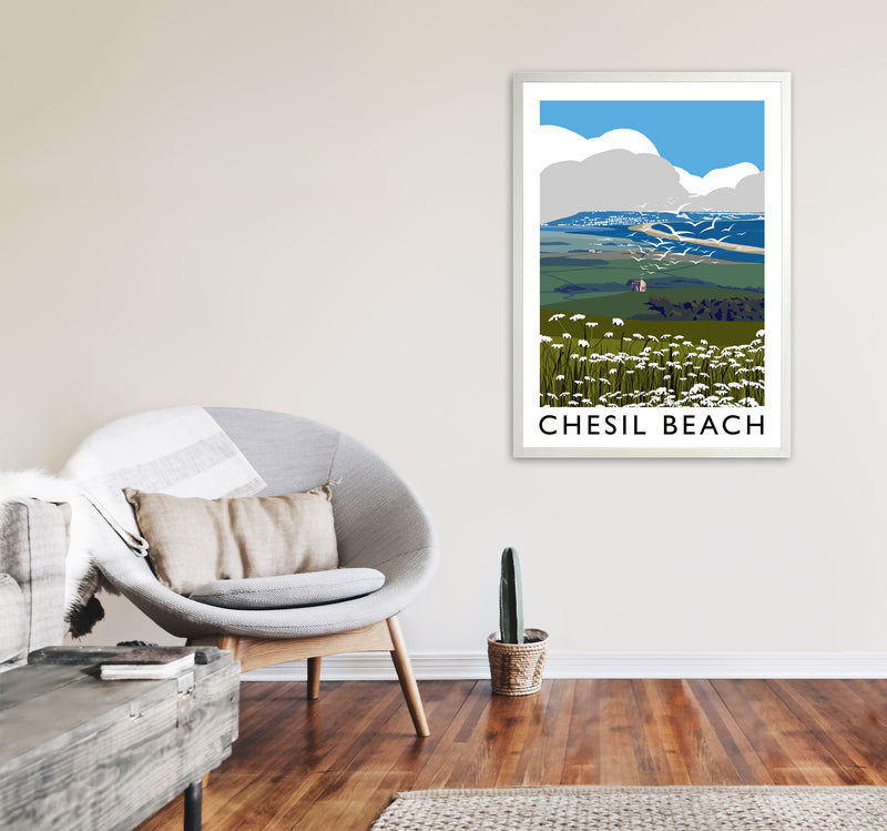 Chesil Beach by Richard O'Neill A1 Oak Frame