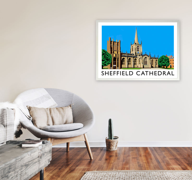 Sheffield Cathedral by Richard O'Neill Yorkshire Art Print, Travel Poster A1 Oak Frame