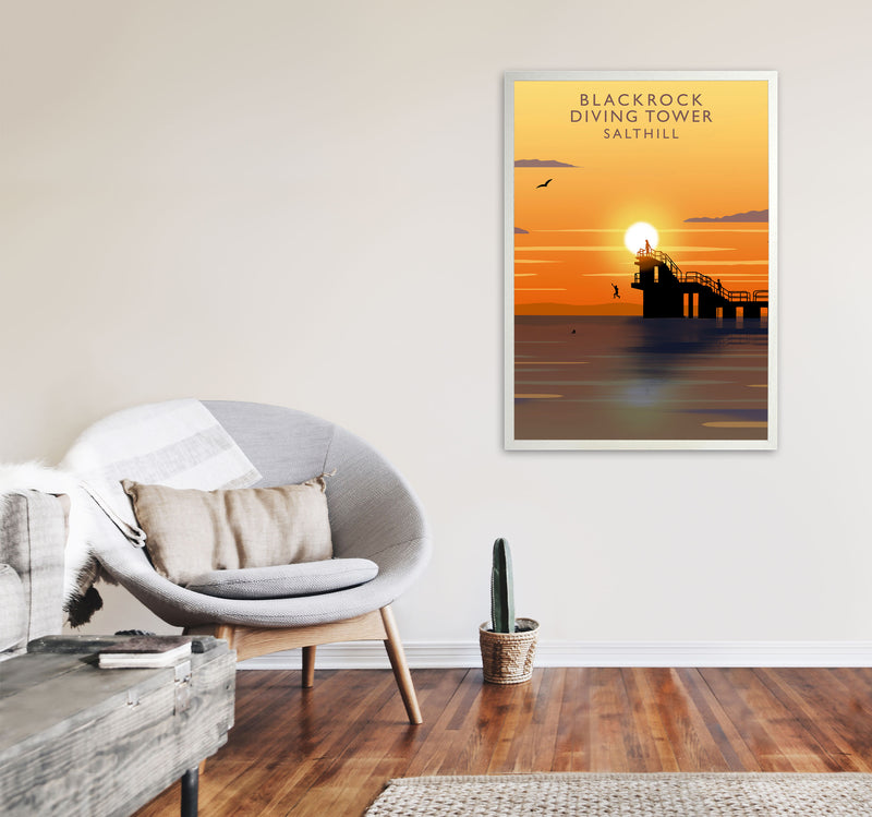 Blackrock Diving Tower (Sunset) (Portrait) by Richard O'Neill A1 Oak Frame
