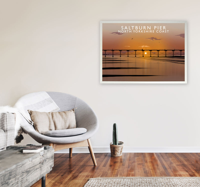 Saltburn Pier North Yorkshire Coast Art Print by Richard O'Neill A1 Oak Frame