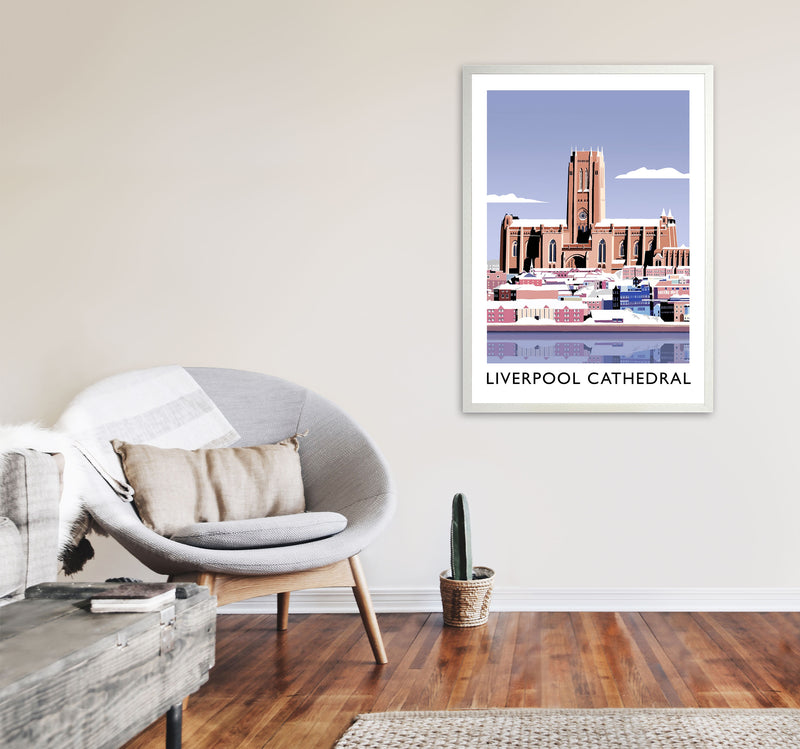 Liverpool Cathedral In Snow Portrait by Richard O'Neill A1 Oak Frame