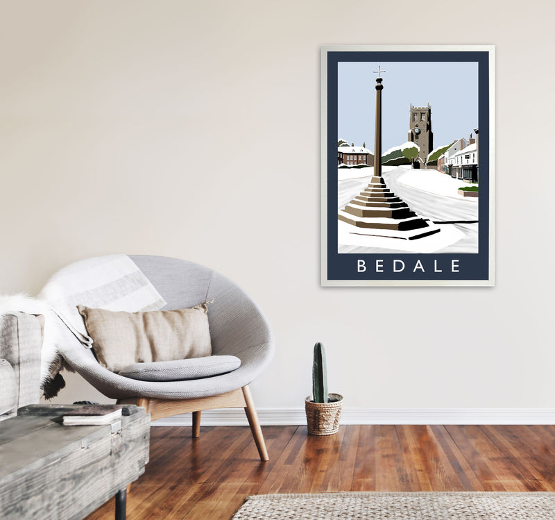 Bedale In Snow Portrait by Richard O'Neill A1 Oak Frame