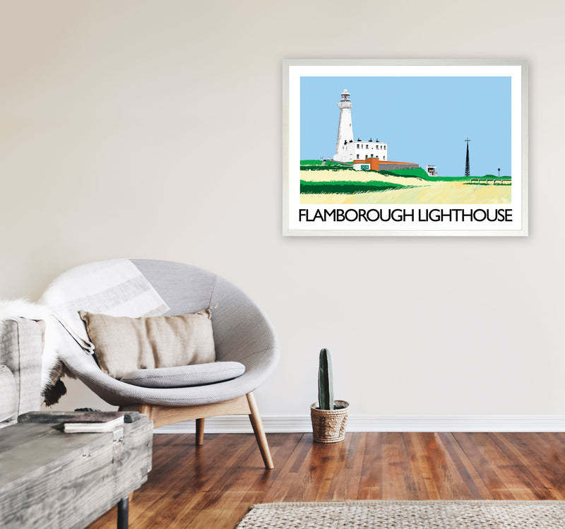 Flamborough Lighthouse Art Print by Richard O'Neill A1 Oak Frame