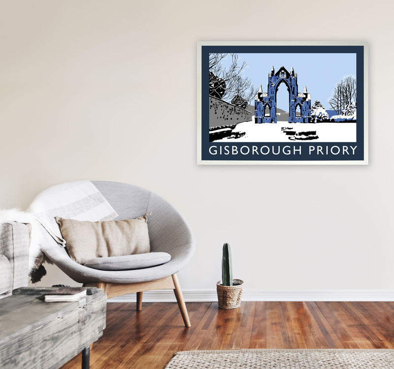 Gisborough Priory In Snow by Richard O'Neill A1 Oak Frame