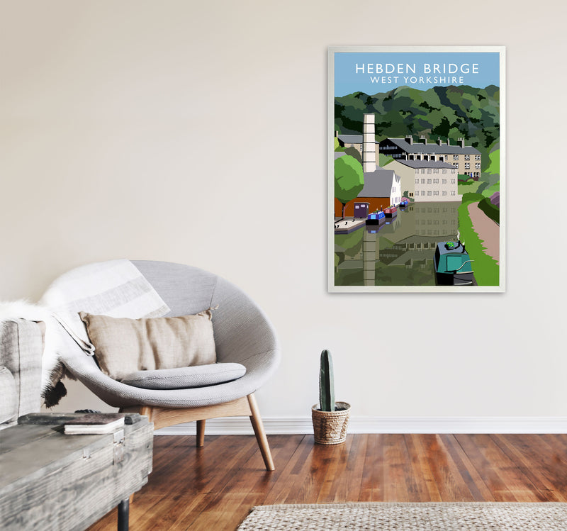 Hebden Bridge West Yorkshire Travel Art Print by Richard O'Neill A1 Oak Frame