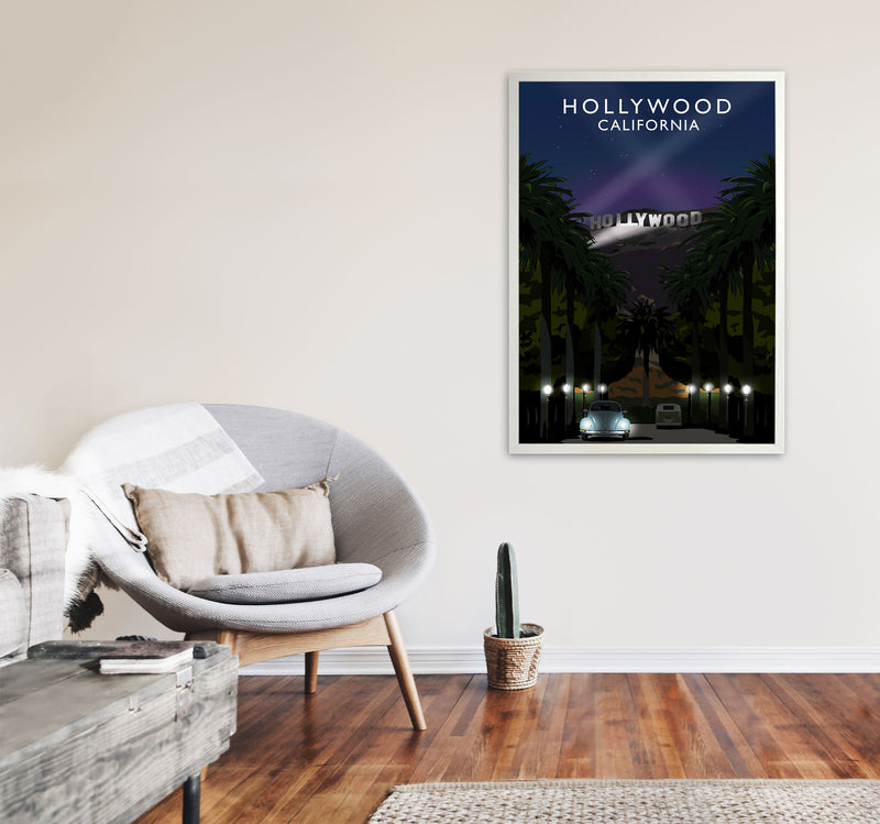 Hollywood California Travel Art Print by Richard O'Neill, Framed Wall Art A1 Oak Frame