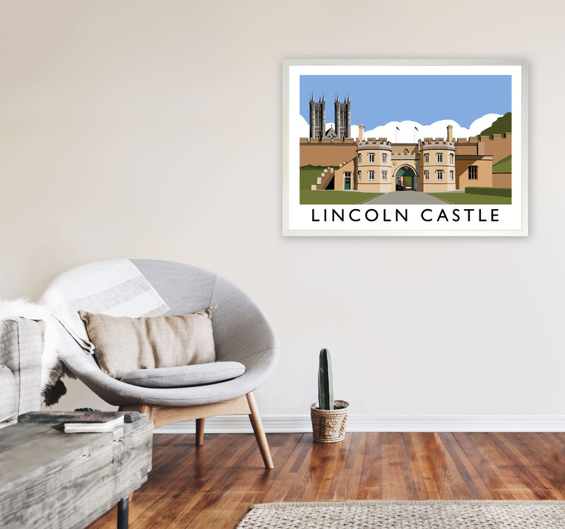 Lincoln Castle Travel Art Print by Richard O'Neill, Framed Wall Art A1 Oak Frame