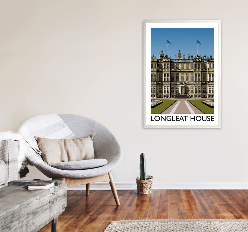 Longleat House Travel Art Print by Richard O'Neill, Framed Wall Art A1 Oak Frame
