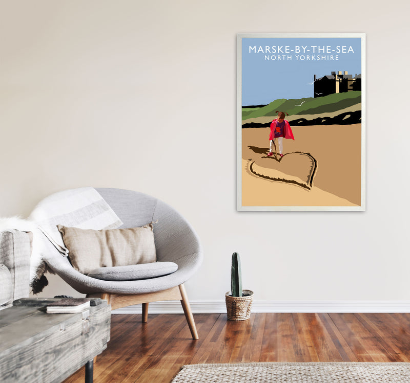 Marske-By-The-Sea North Yorkshire Travel Art Print by Richard O'Neill A1 Oak Frame