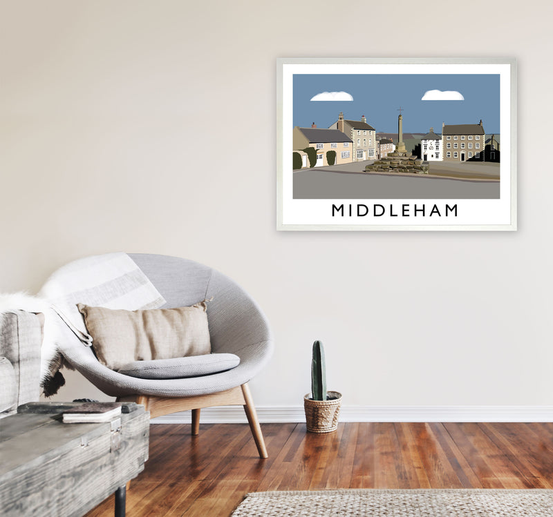 Middleham Travel Art Print by Richard O'Neill, Framed Wall Art A1 Oak Frame