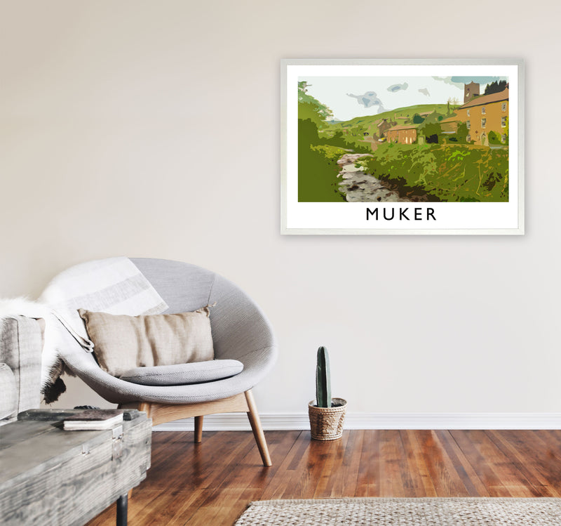 Muker Travel Art Print by Richard O'Neill, Framed Wall Art A1 Oak Frame