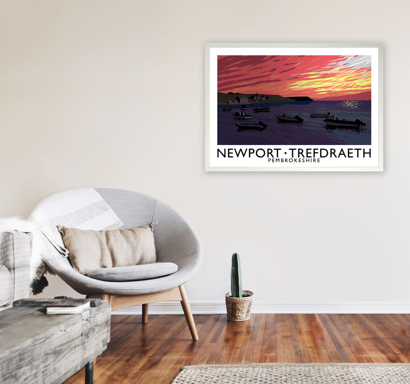 Newport Trefdraeth Pembrokeshire Travel Art Print by Richard O'Neill A1 Oak Frame
