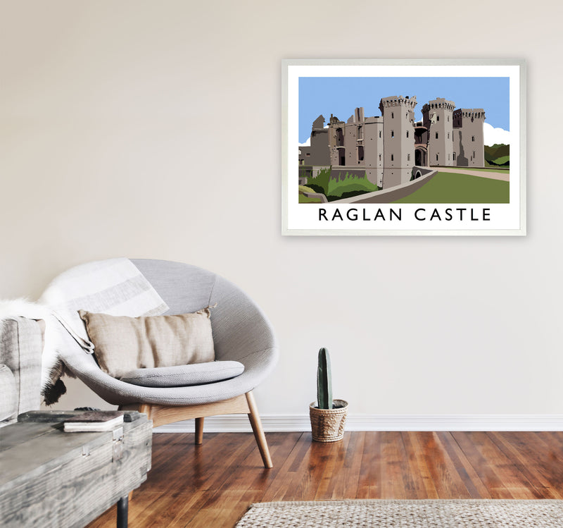 Raglan Castle Travel Art Print by Richard O'Neill, Framed Wall Art A1 Oak Frame