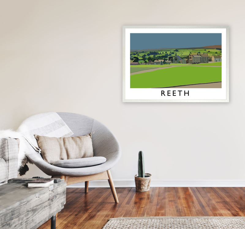 Reeth Travel Art Print by Richard O'Neill, Framed Wall Art A1 Oak Frame