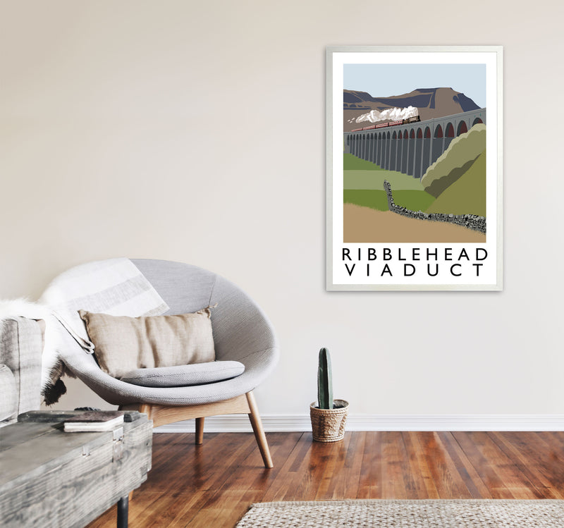 Ribblehead Viaduct Travel Art Print by Richard O'Neill, Framed Wall Art A1 Oak Frame