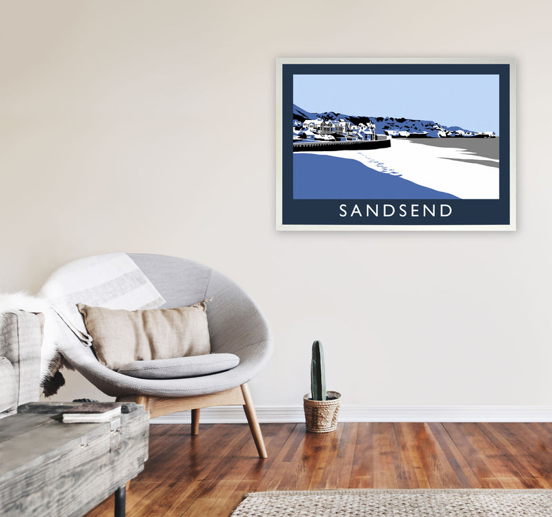Sandsend Travel Art Print by Richard O'Neill, Framed Wall Art A1 Oak Frame