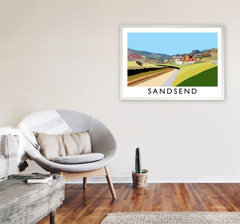 Sandsend Travel Art Print by Richard O'Neill, Framed Wall Art A1 Oak Frame