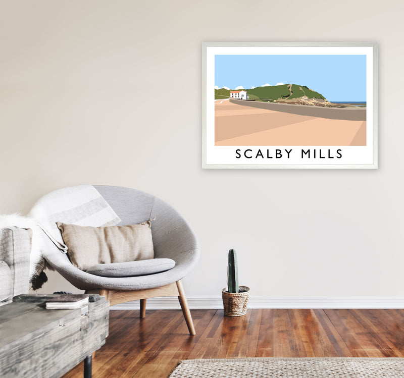 Scalby Mills Travel Art Print by Richard O'Neill, Framed Wall Art A1 Oak Frame