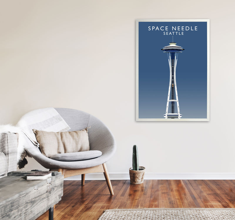 Space Needle Seattle Art Print by Richard O'Neill A1 Oak Frame