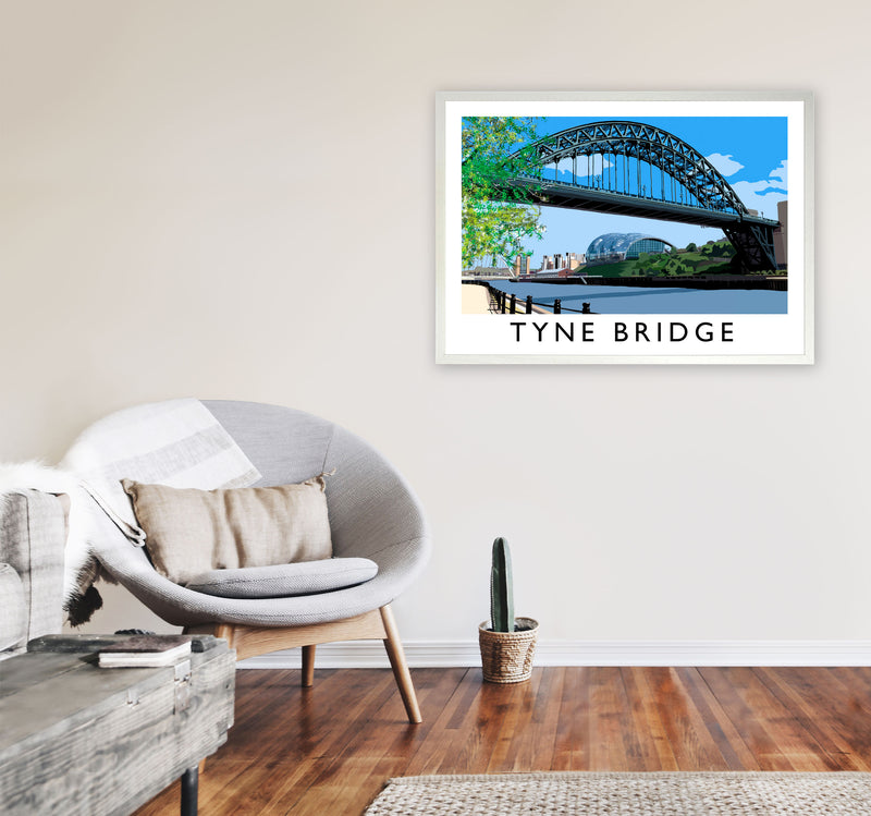 Tyne Bridge Travel Art Print by Richard O'Neill, Framed Wall Art A1 Oak Frame