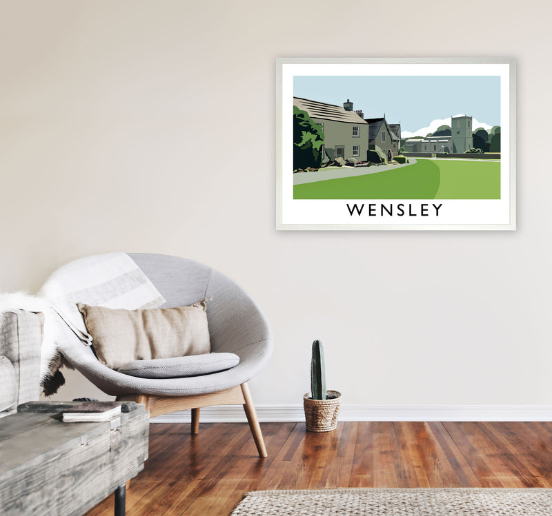Wensley Travel Art Print by Richard O'Neill, Framed Wall Art A1 Oak Frame