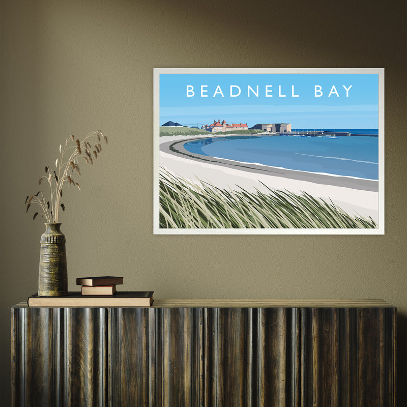 Beadnell Bay by Richard O'Neill A1 White Frame