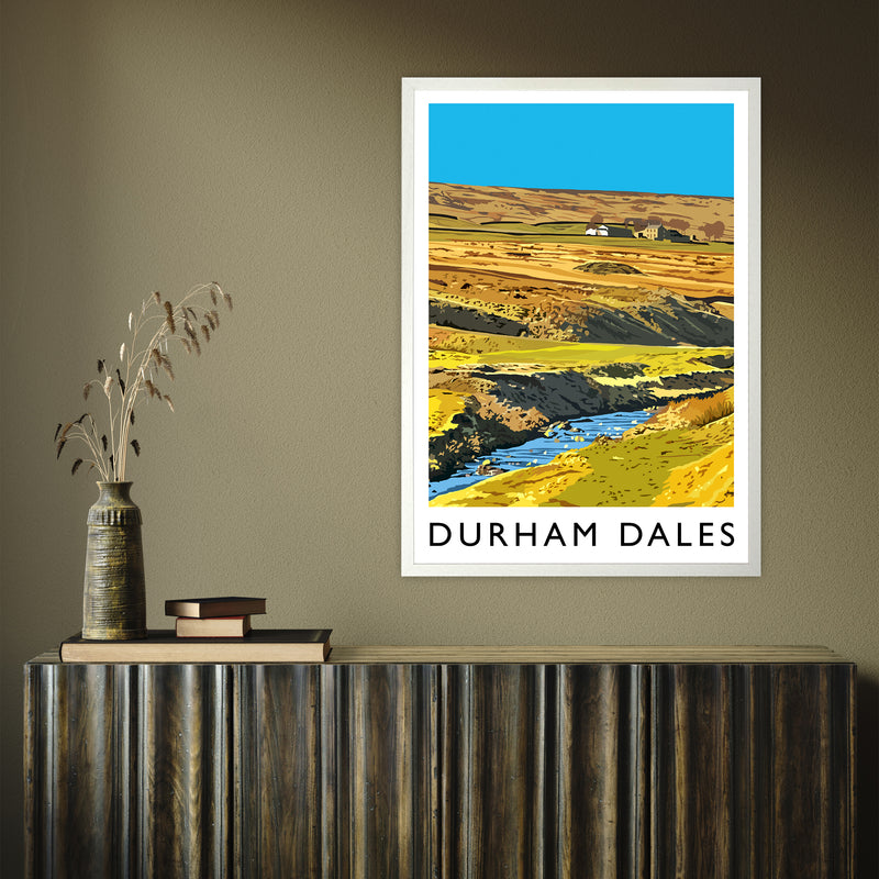 Durham Dales portrait by Richard O'Neill A1 White Frame